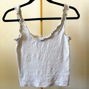 Cropped Ribbed Tank with Lettuce Trim